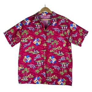 VTG 90's Sun Streak Aloha Hawaiian Shirt Floral Palm Tree Vacation Button Up - L
